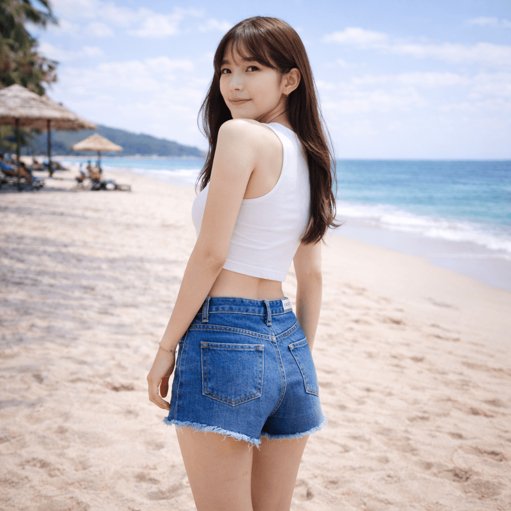 BARGE 여성 미니 숏 청바지 (진청)