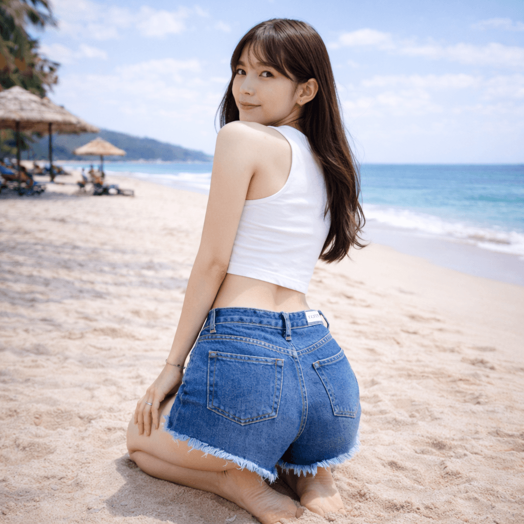 BARGE 여성 미니 숏 청바지 (진청)