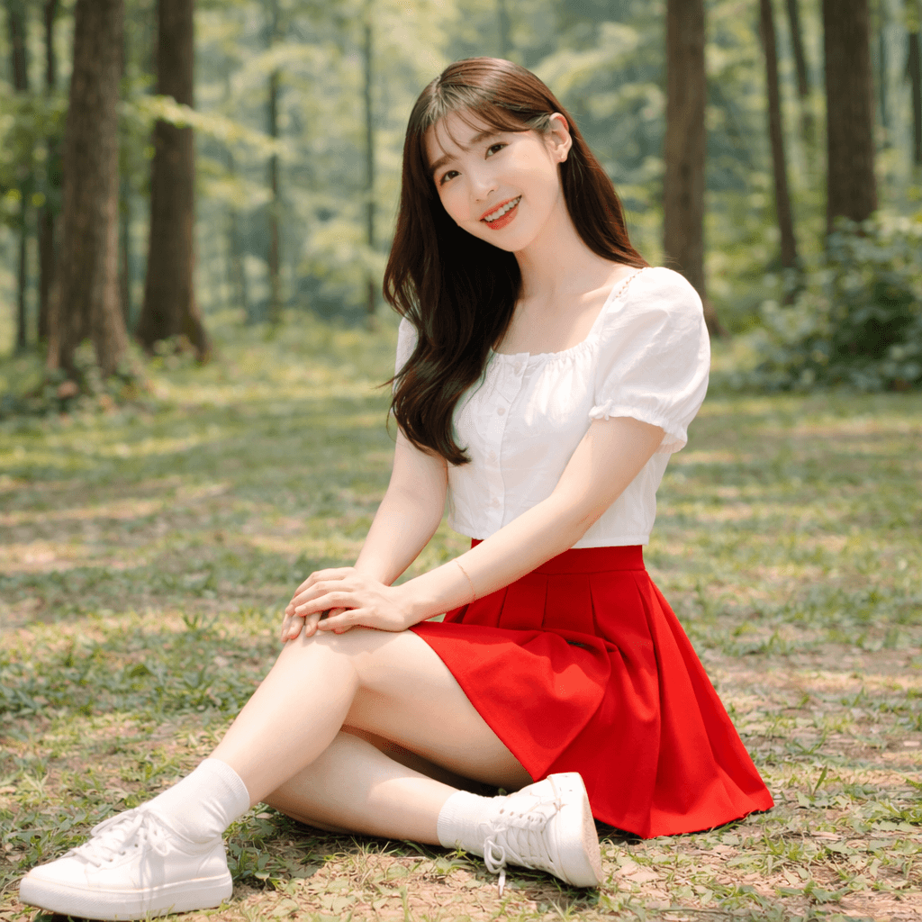 BARGE 여성 맞주름 플리츠 스커트 (레드)