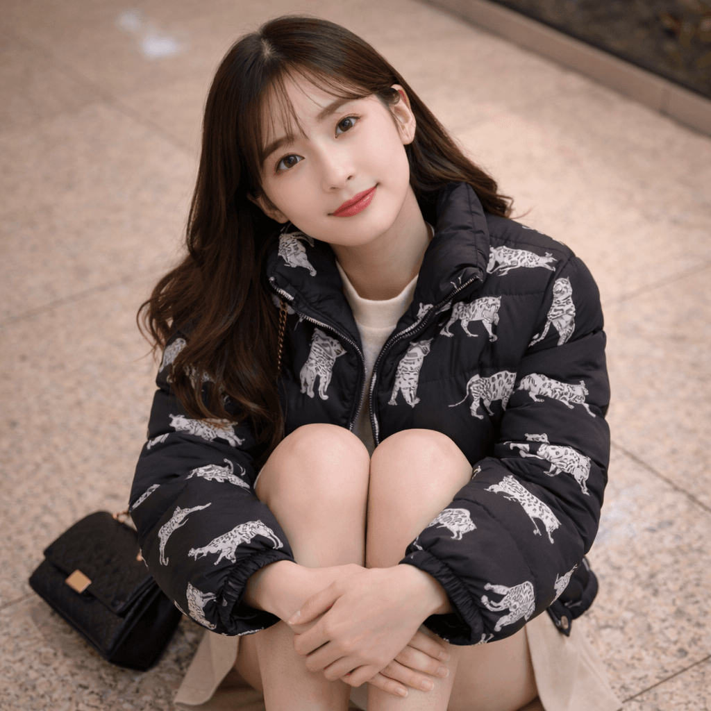 lty0325 여성 애니멀 숏패딩 (블랙)